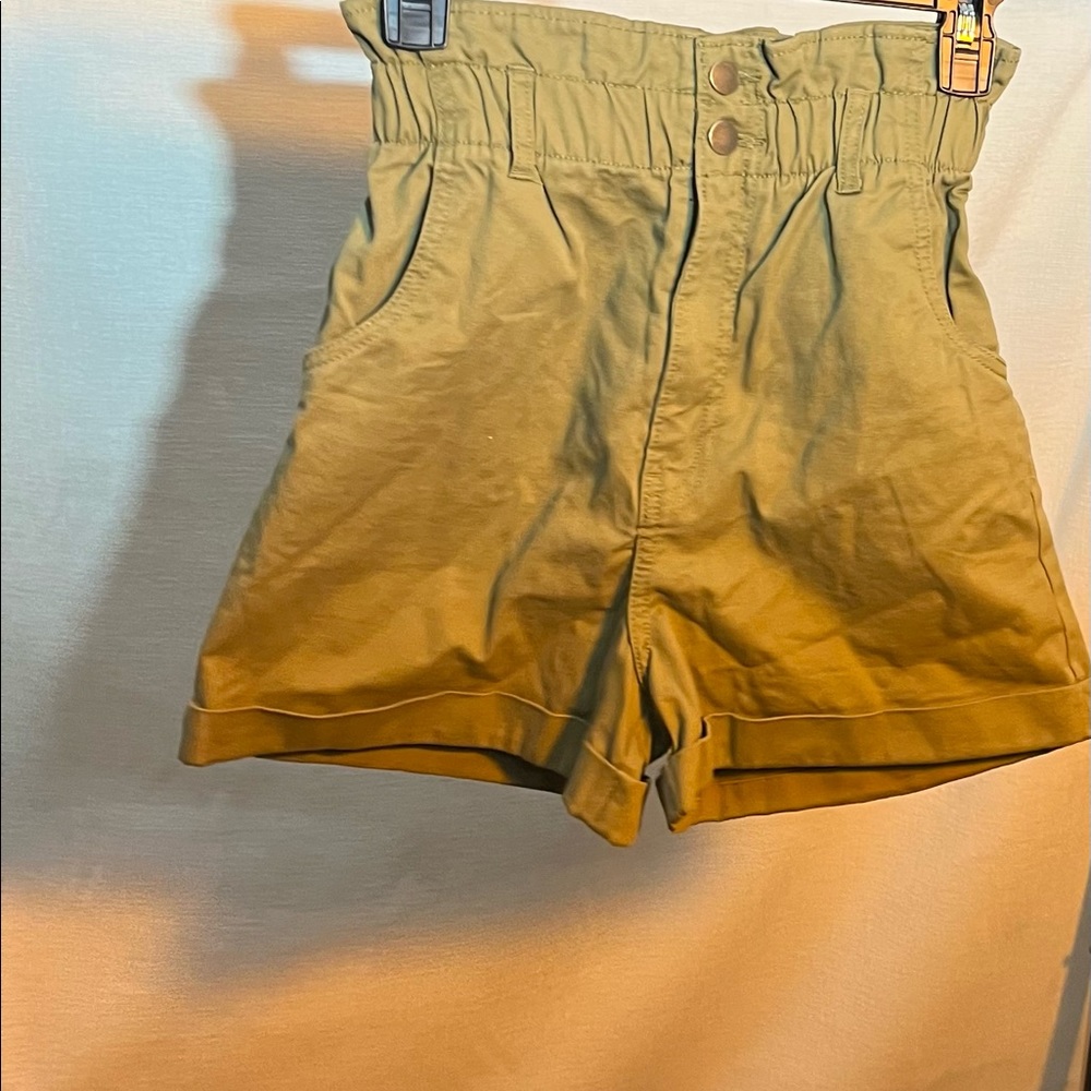 Navy green high rise safari shorts